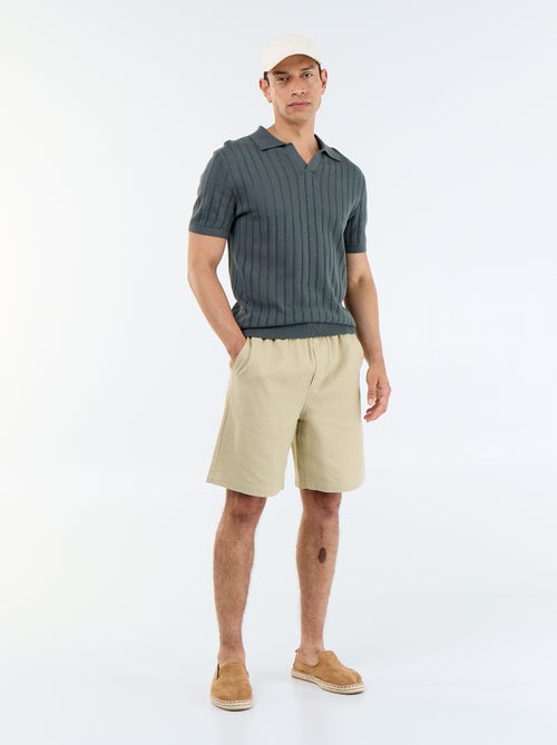 Bermuda em moletão leve com cordões de ajuste - Kiabi