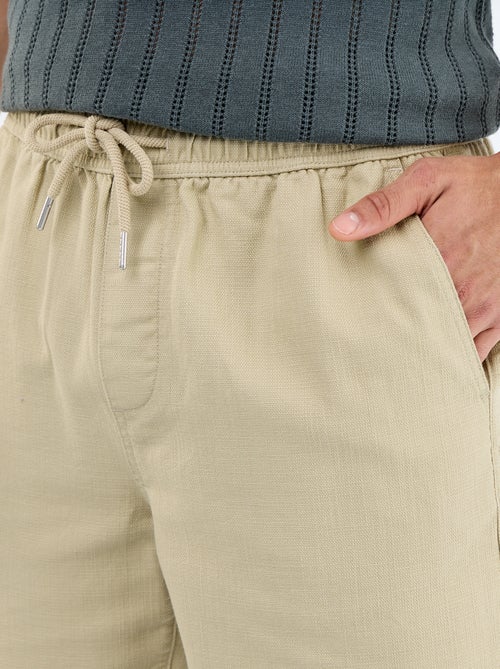 Bermuda em moletão leve com cordões de ajuste - Kiabi