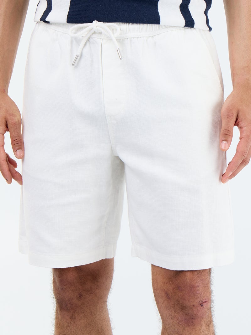 Bermuda em moletão leve com cordões de ajuste Branco - Kiabi
