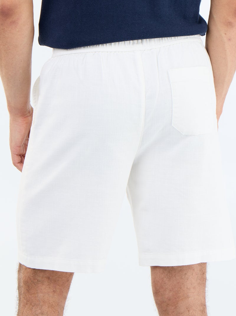 Bermuda em moletão leve com cordões de ajuste Branco - Kiabi