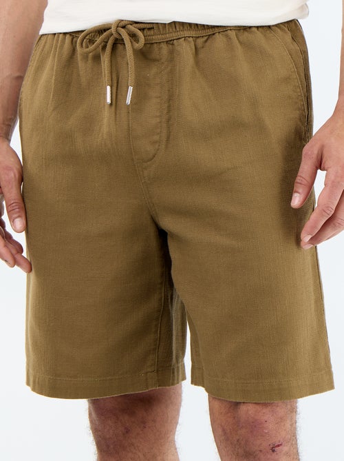 Bermuda em moletão leve com cordões de ajuste - Kiabi