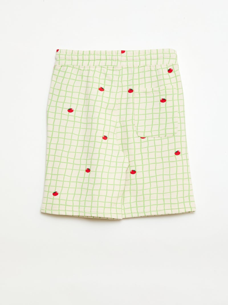 Bermuda em moletom com padrão e 2 bolsos Verde - Kiabi