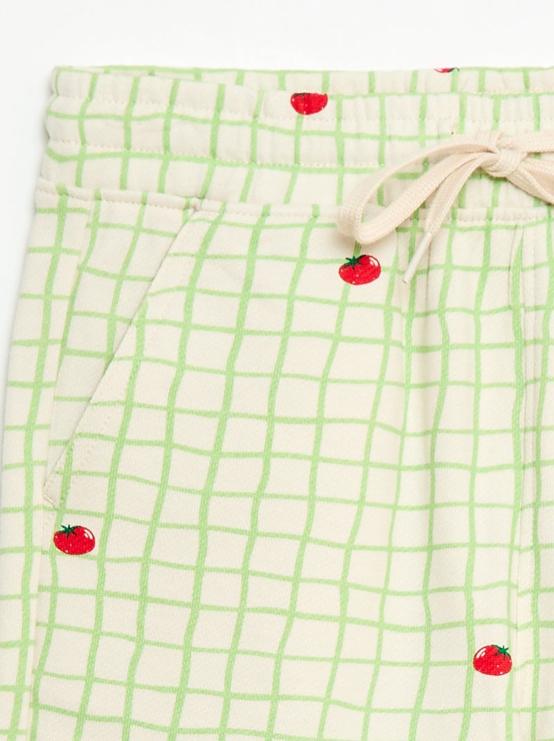 Bermuda em moletom com padrão e 2 bolsos Verde - Kiabi