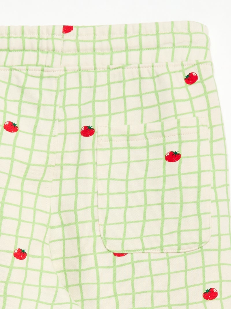 Bermuda em moletom com padrão e 2 bolsos Verde - Kiabi
