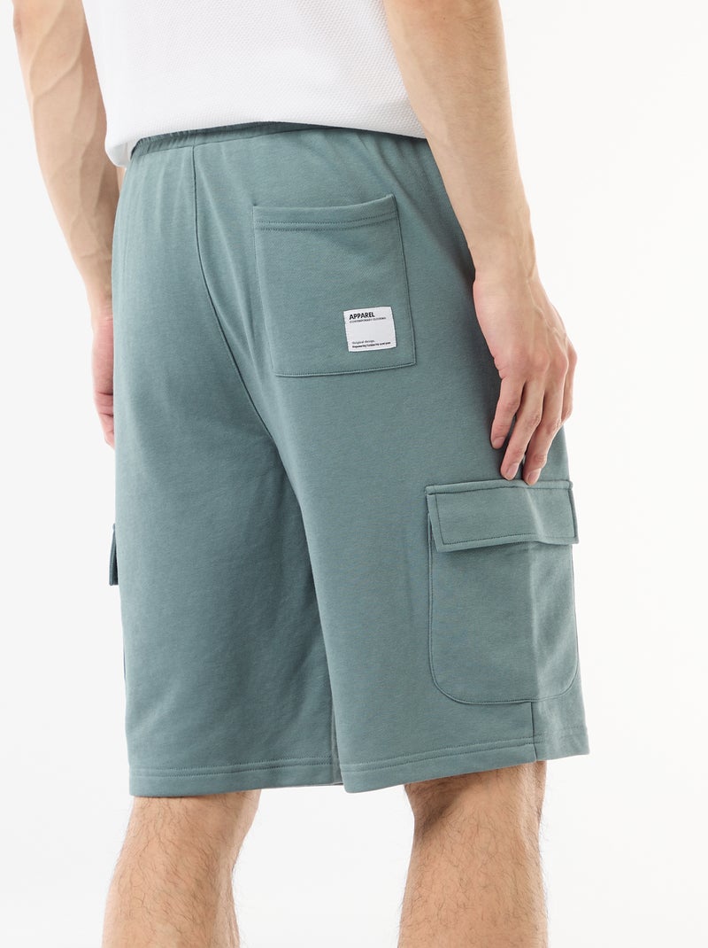 Bermuda em moletom leve com bolsos com aba Azul - Kiabi