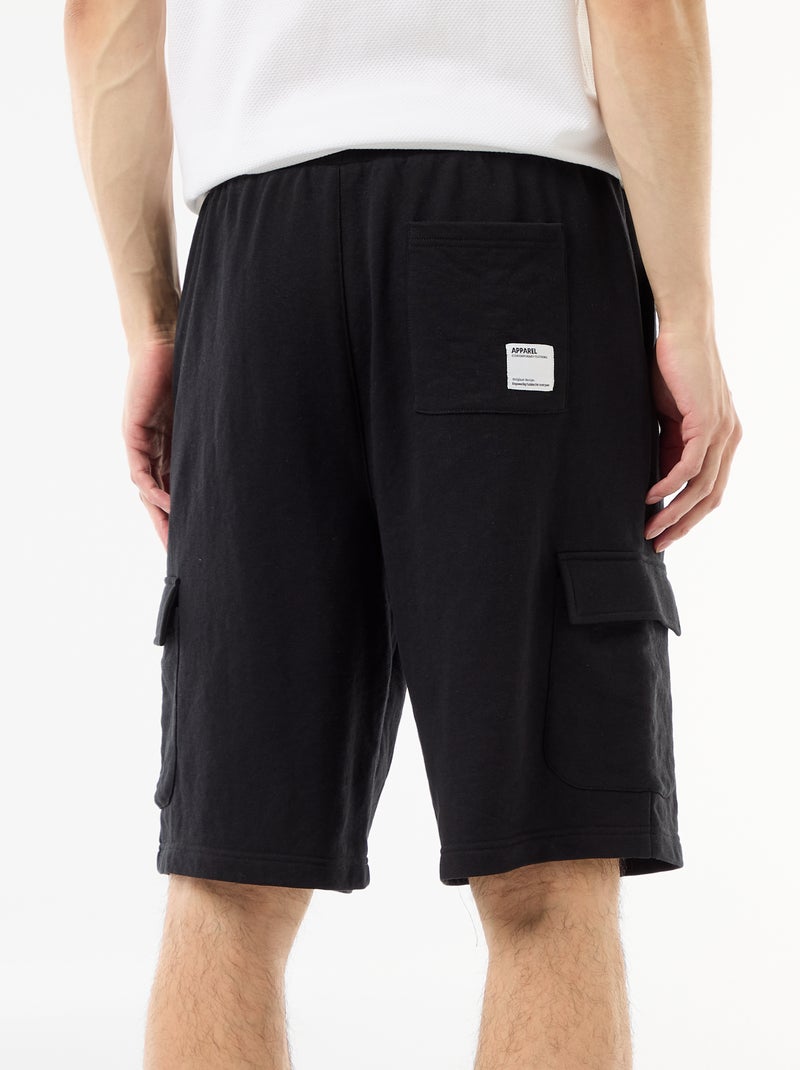 Bermuda em moletom leve com bolsos com aba Preto - Kiabi