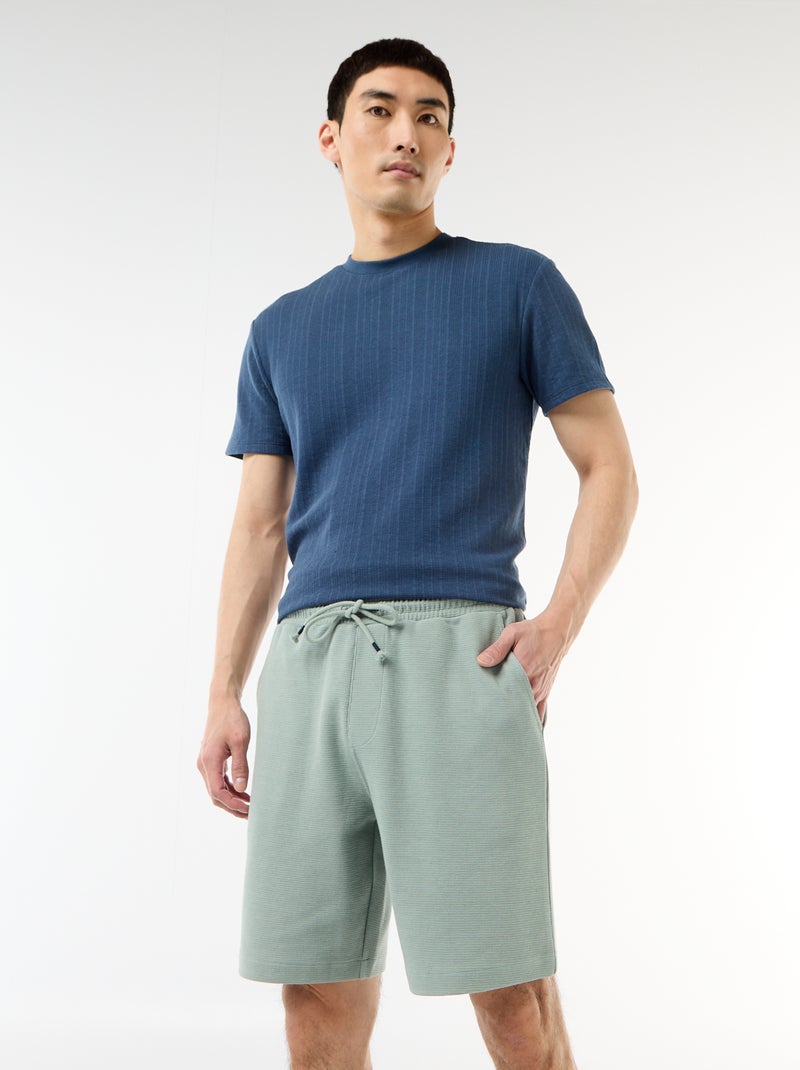 Bermuda em moletom leve (french-terry) Azul - Kiabi