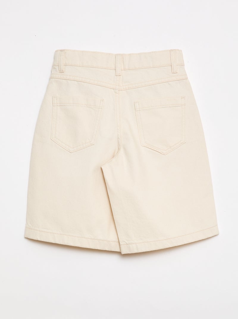 Bermuda em sarja 5 bolsos Branco - Kiabi