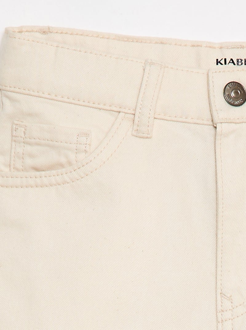 Bermuda em sarja 5 bolsos Branco - Kiabi