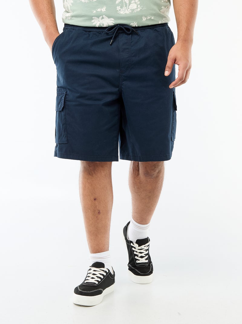 Bermuda em sarja com multibolsos Azul - Kiabi