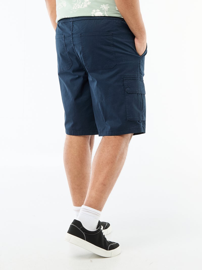 Bermuda em sarja com multibolsos Azul - Kiabi