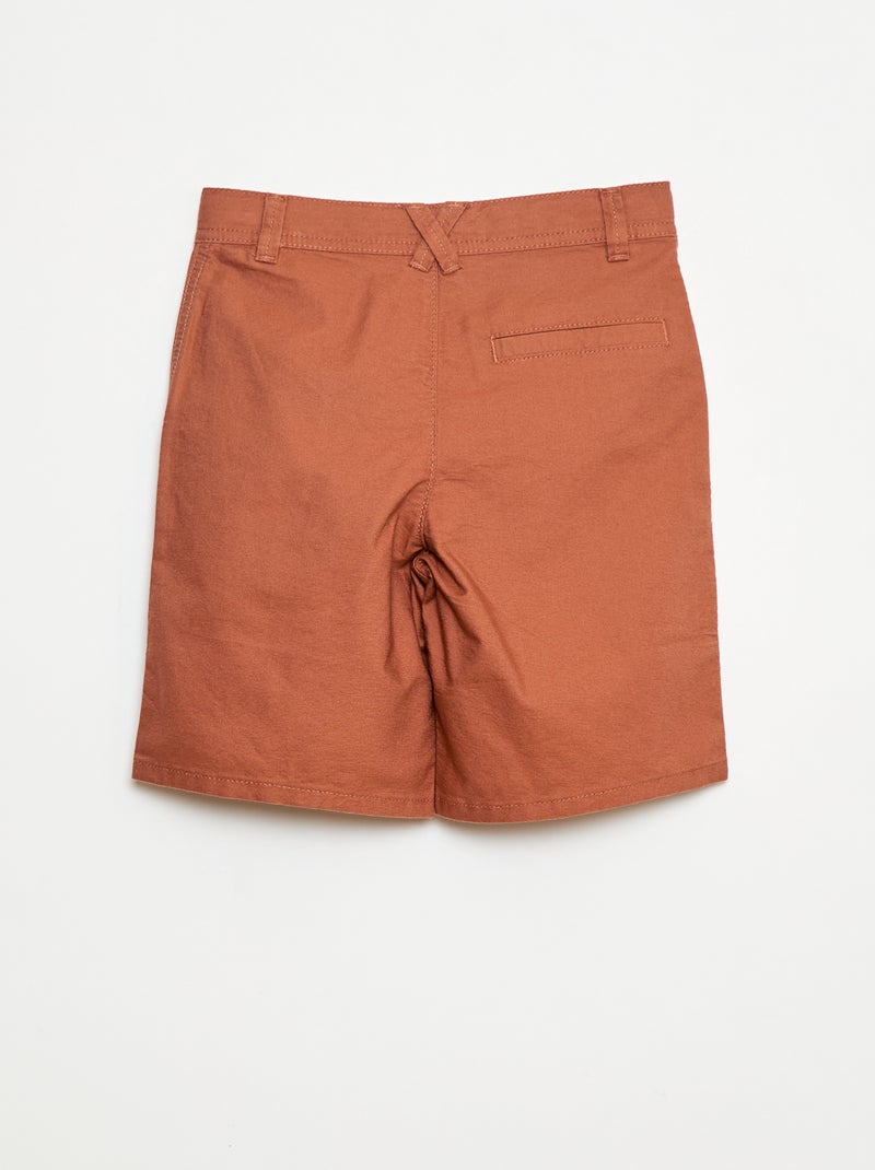 Bermuda leve com efeito linho em oxford Castanho - Kiabi