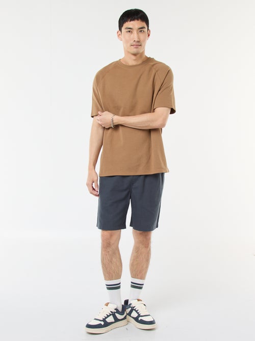 Bermuda liso em algodão e linho - Kiabi Bermuda liso em algodão e linho - Kiabi