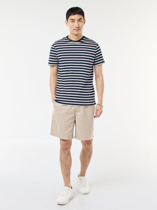 Bermuda liso em algodão e linho - Kiabi Bermuda liso em algodão e linho - Kiabi