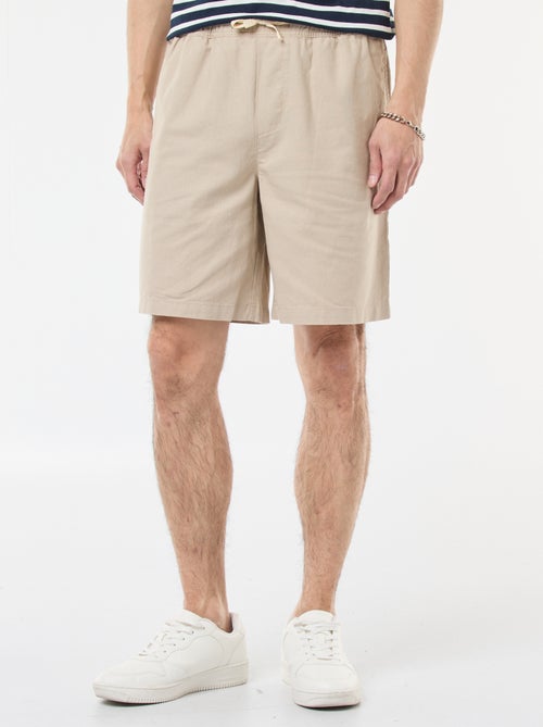 Bermuda liso em algodão e linho - Kiabi Bermuda liso em algodão e linho - Kiabi