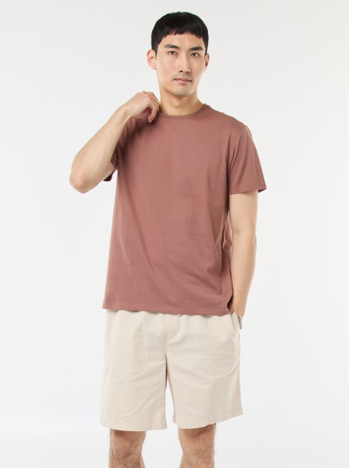 Bermuda liso em algodão e linho - Kiabi Bermuda liso em algodão e linho - Kiabi