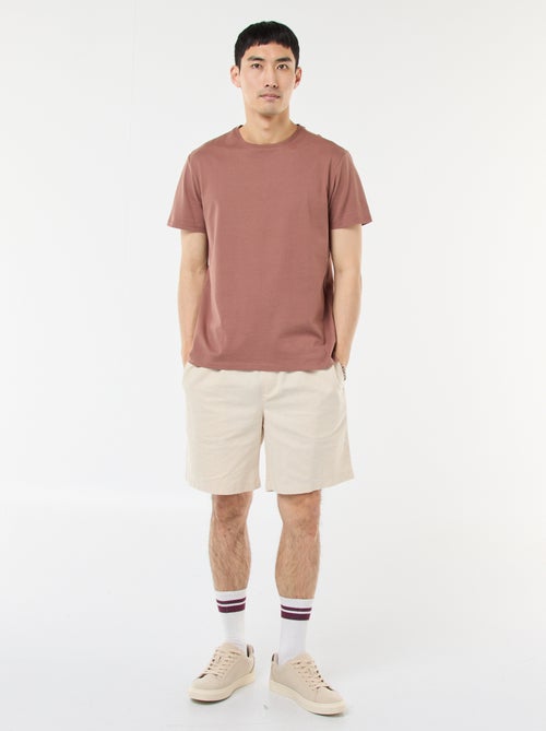 Bermuda liso em algodão e linho - Kiabi Bermuda liso em algodão e linho - Kiabi