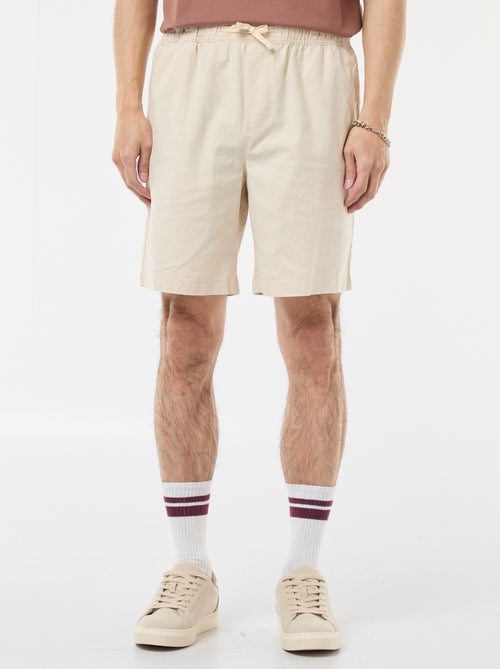 Bermuda liso em algodão e linho - Kiabi Bermuda liso em algodão e linho - Kiabi