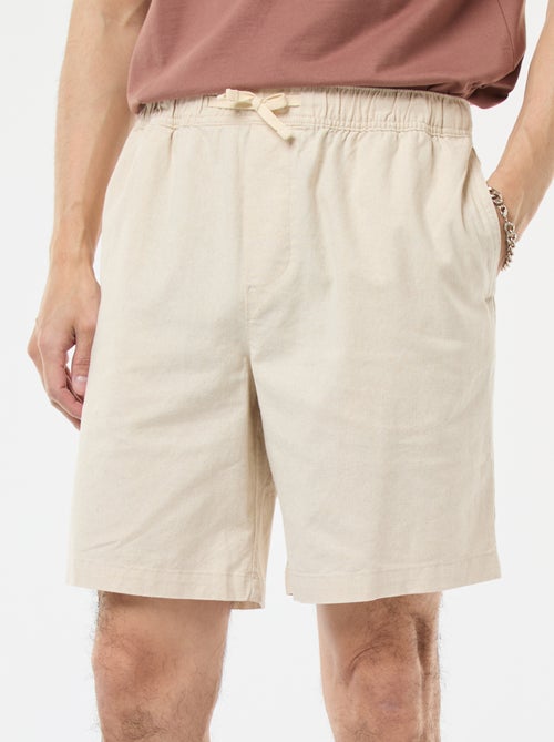 Bermuda liso em algodão e linho - Kiabi Bermuda liso em algodão e linho - Kiabi