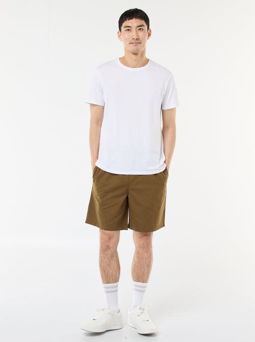 Bermuda liso em algodão e linho - Kiabi Bermuda liso em algodão e linho - Kiabi