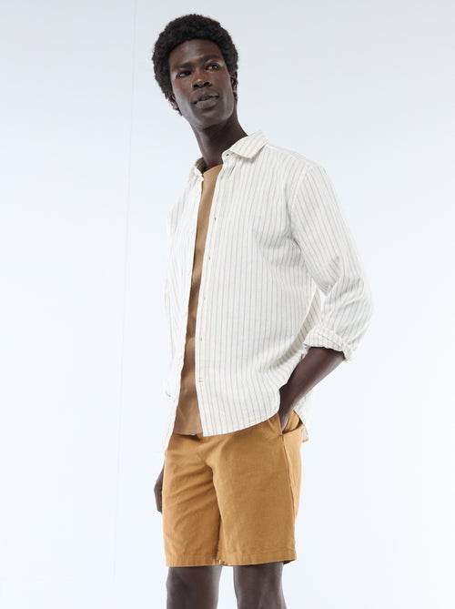 Bermuda liso em linho misturado - Kiabi Bermuda liso em linho misturado - Kiabi