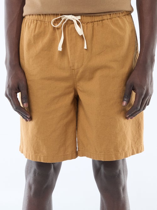 Bermuda liso em linho misturado - Kiabi Bermuda liso em linho misturado - Kiabi