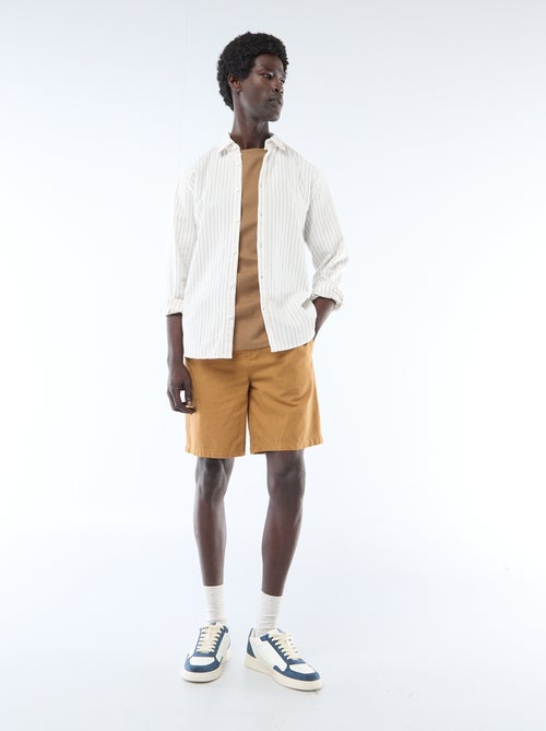 Bermuda liso em linho misturado - Kiabi Bermuda liso em linho misturado - Kiabi