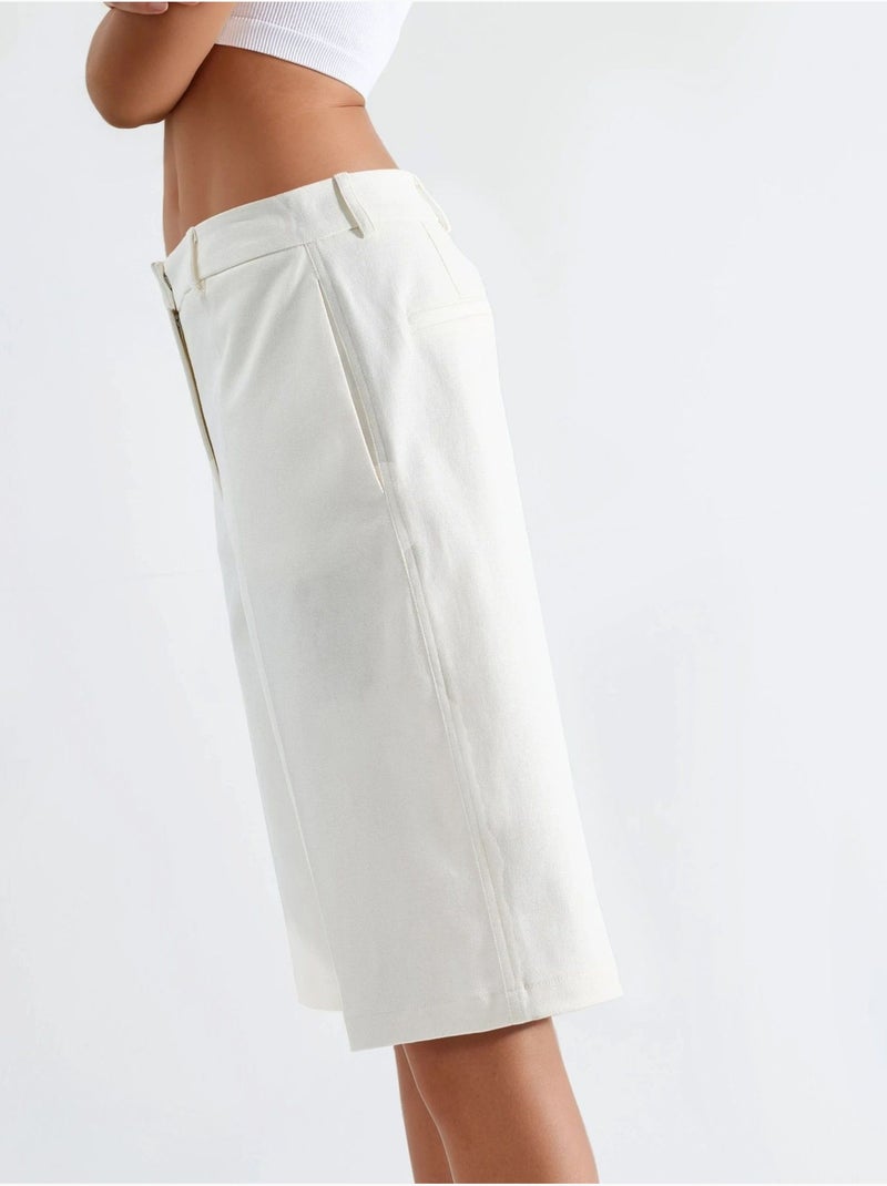 Bermuda straight fit (sem cinto) hiccup Branco - Kiabi