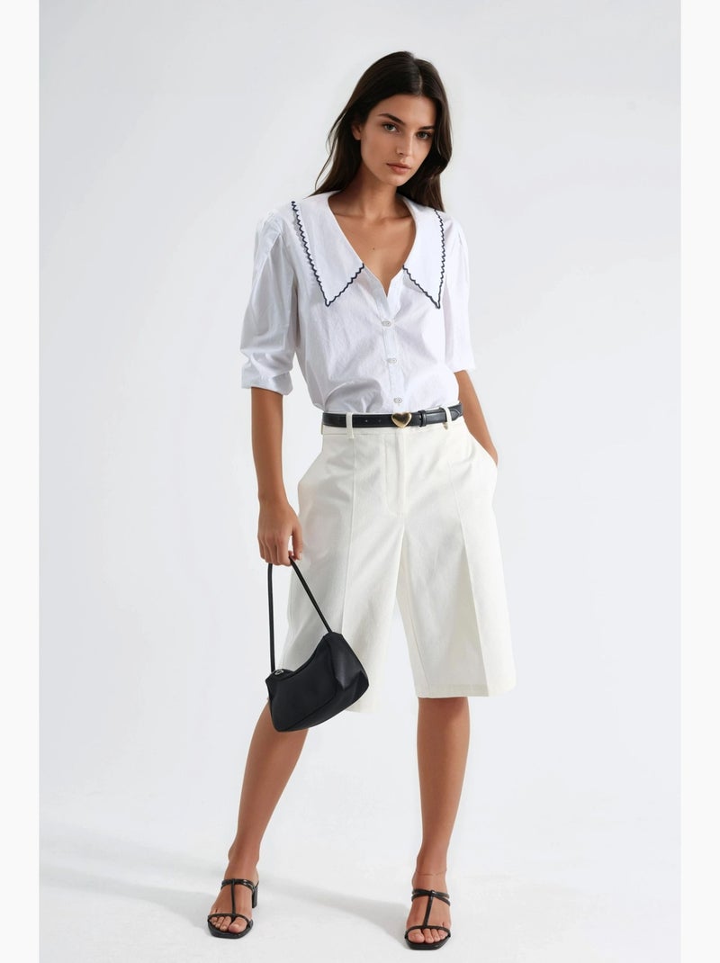 Bermuda straight fit (sem cinto) hiccup Branco - Kiabi