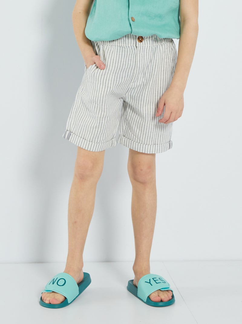 Bermudas a direito de linho CINZA - Kiabi