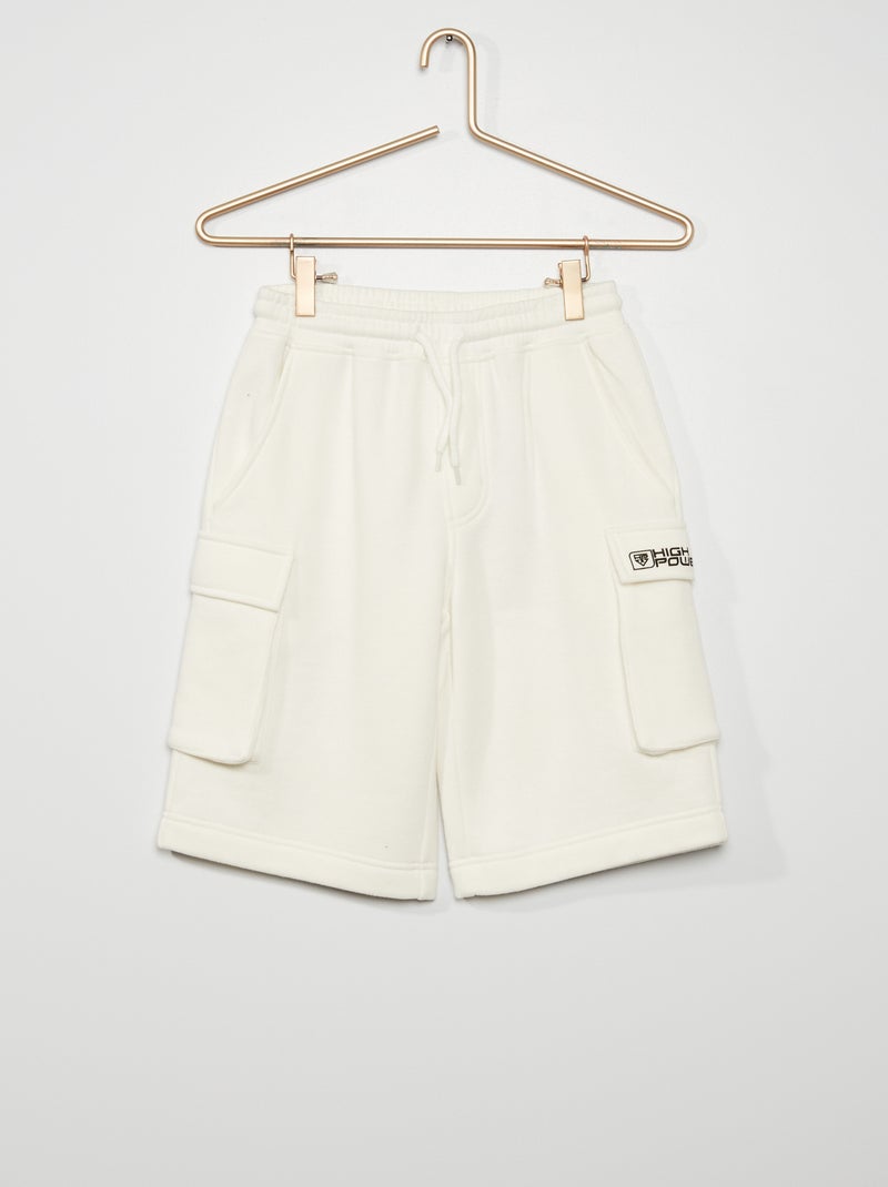 Bermudas cargo em moletão BRANCO - Kiabi