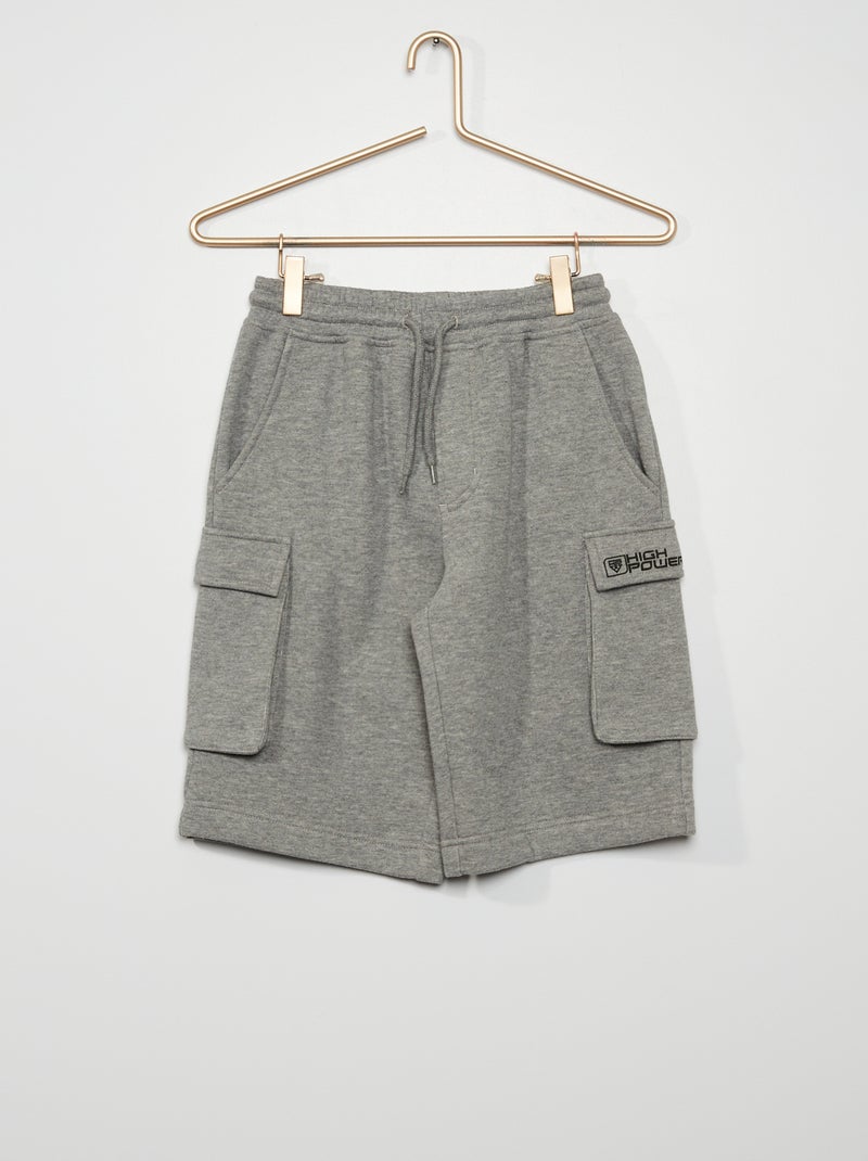 Bermudas cargo em moletão CINZA - Kiabi