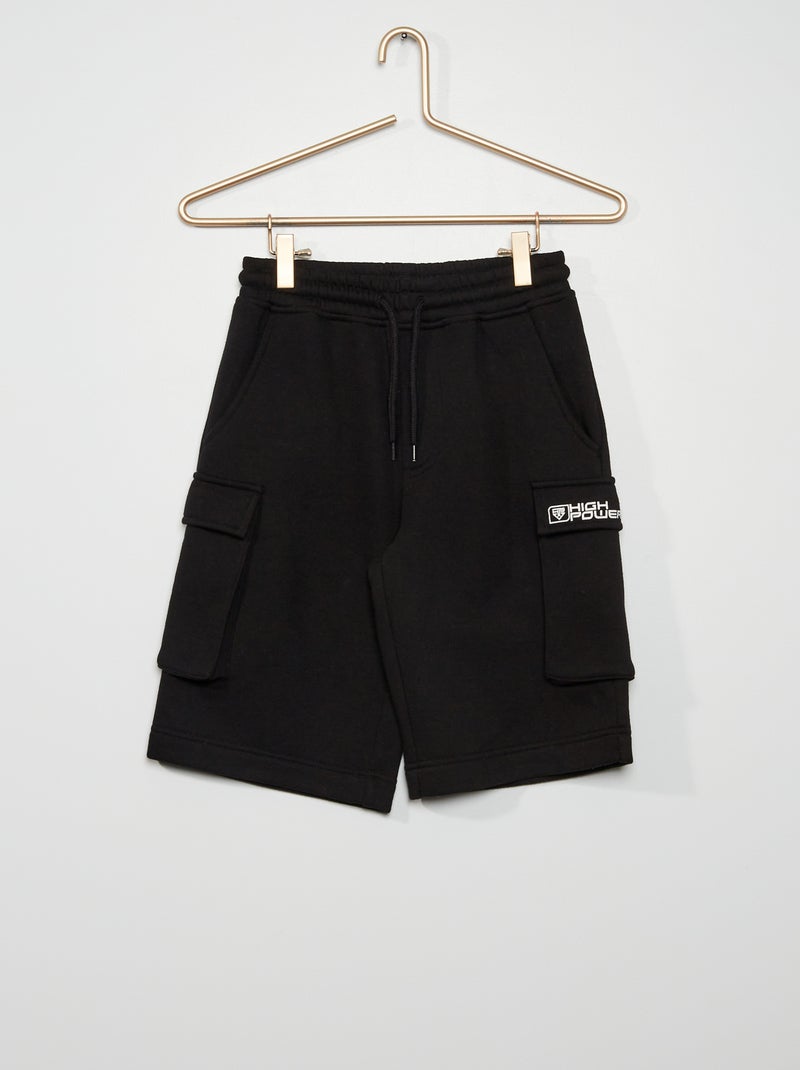 Bermudas cargo em moletão PRETO - Kiabi