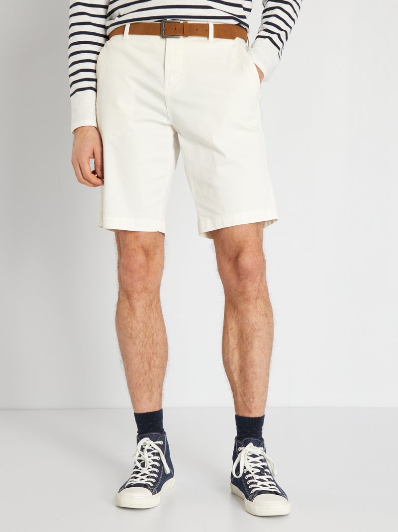 Bermudas chino com cinto Branco - Kiabi