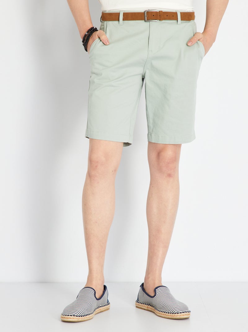 Bermudas chino com cinto VERDE - Kiabi