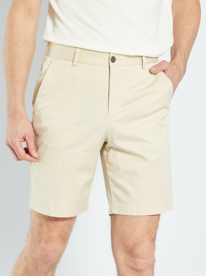 Bermudas chino com cintura elástica bege - Kiabi