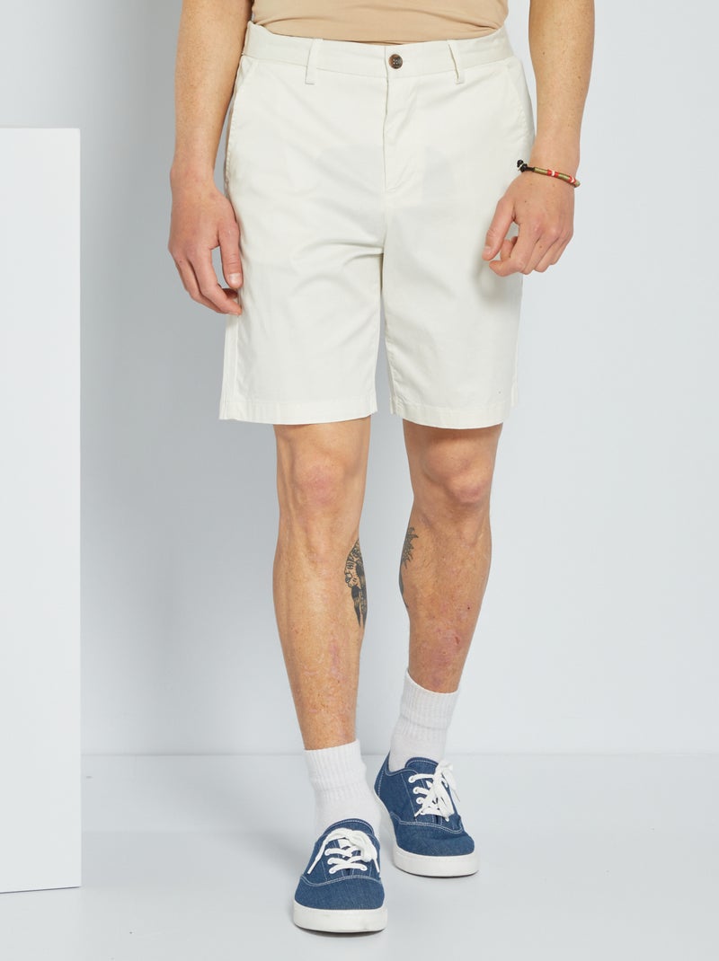 Bermudas chino com cintura elástica BRANCO - Kiabi