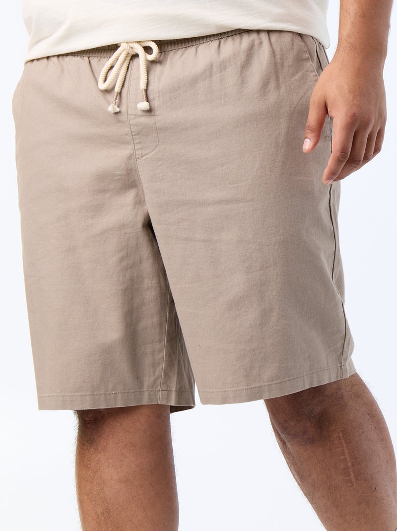 Bermudas chino com cordões de ajuste Bege - Kiabi