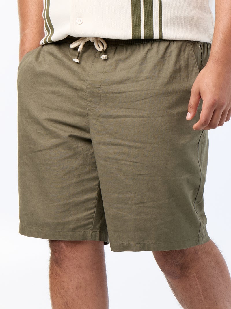 Bermudas chino com cordões de ajuste Caqui - Kiabi