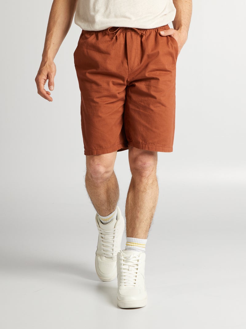 Bermudas chino com cós elástico CASTANHO - Kiabi