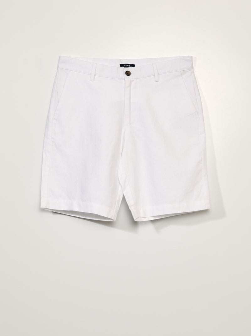 Bermudas chino de linho Branco - Kiabi