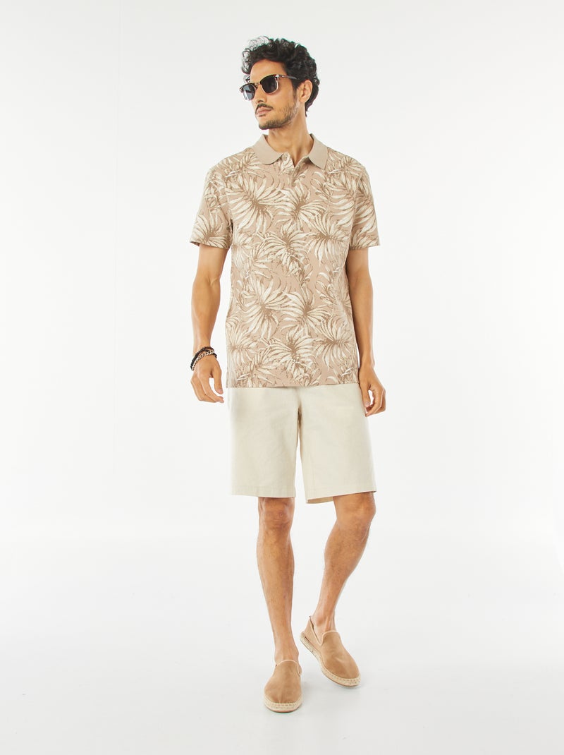 Bermudas chino em linho misturado bege - Kiabi