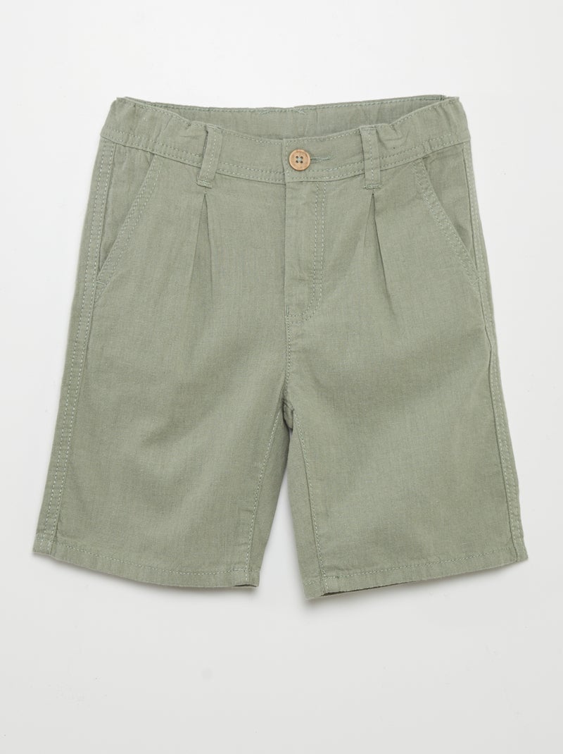 Bermudas chino em linho VERDE - Kiabi