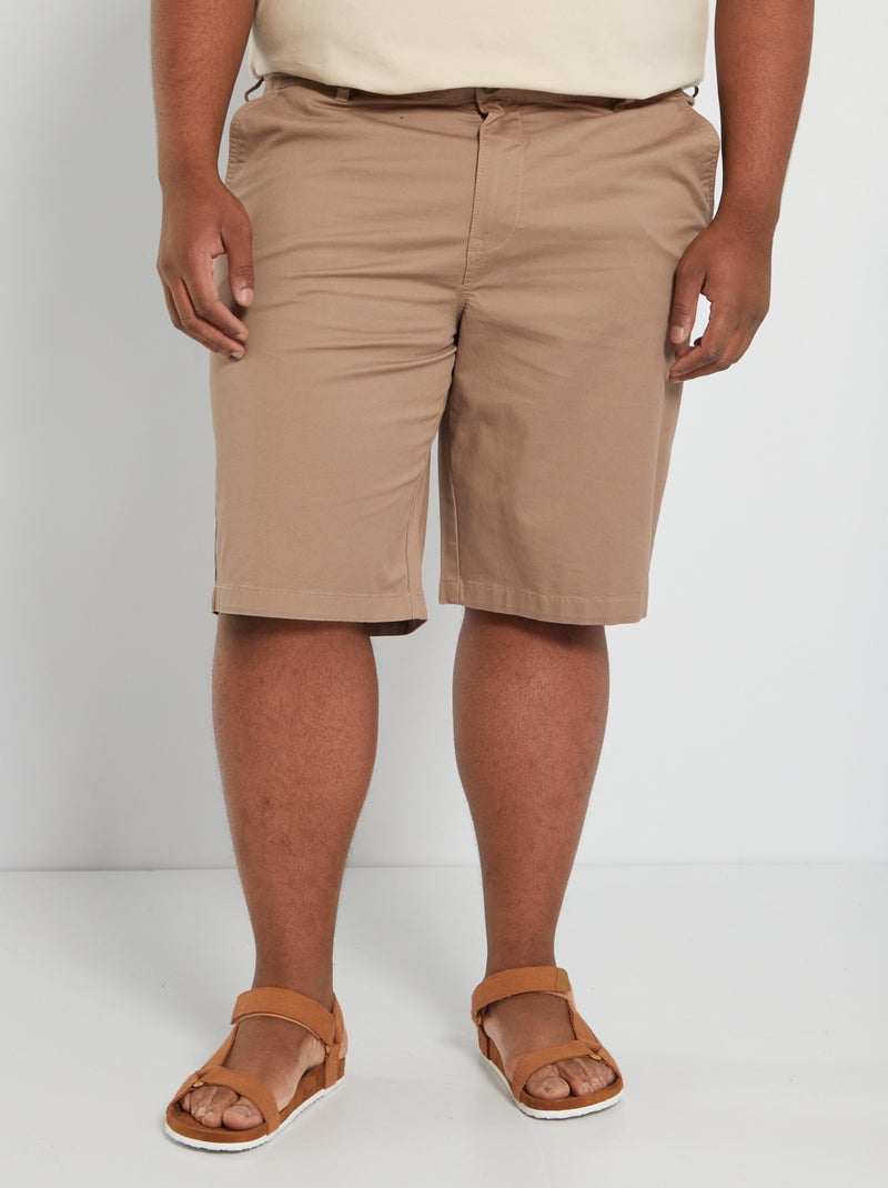 Bermudas chino em sarja de algodão BEGE - Kiabi