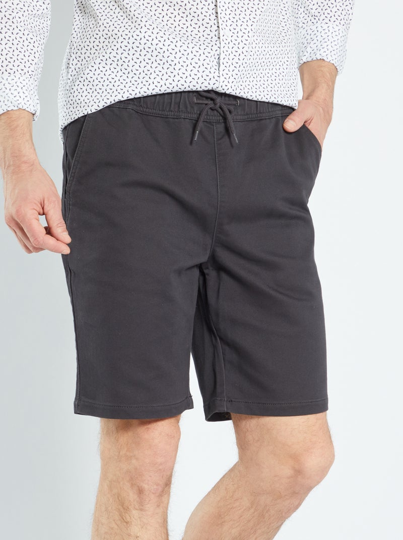 Bermudas chino em sarja de algodão elástico Cinza Escuro - Kiabi