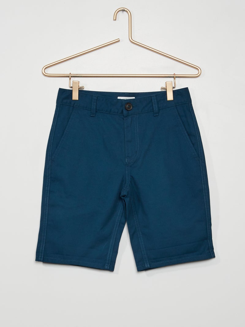 Bermudas chino em sarja de puro algodão Azul Noite - Kiabi