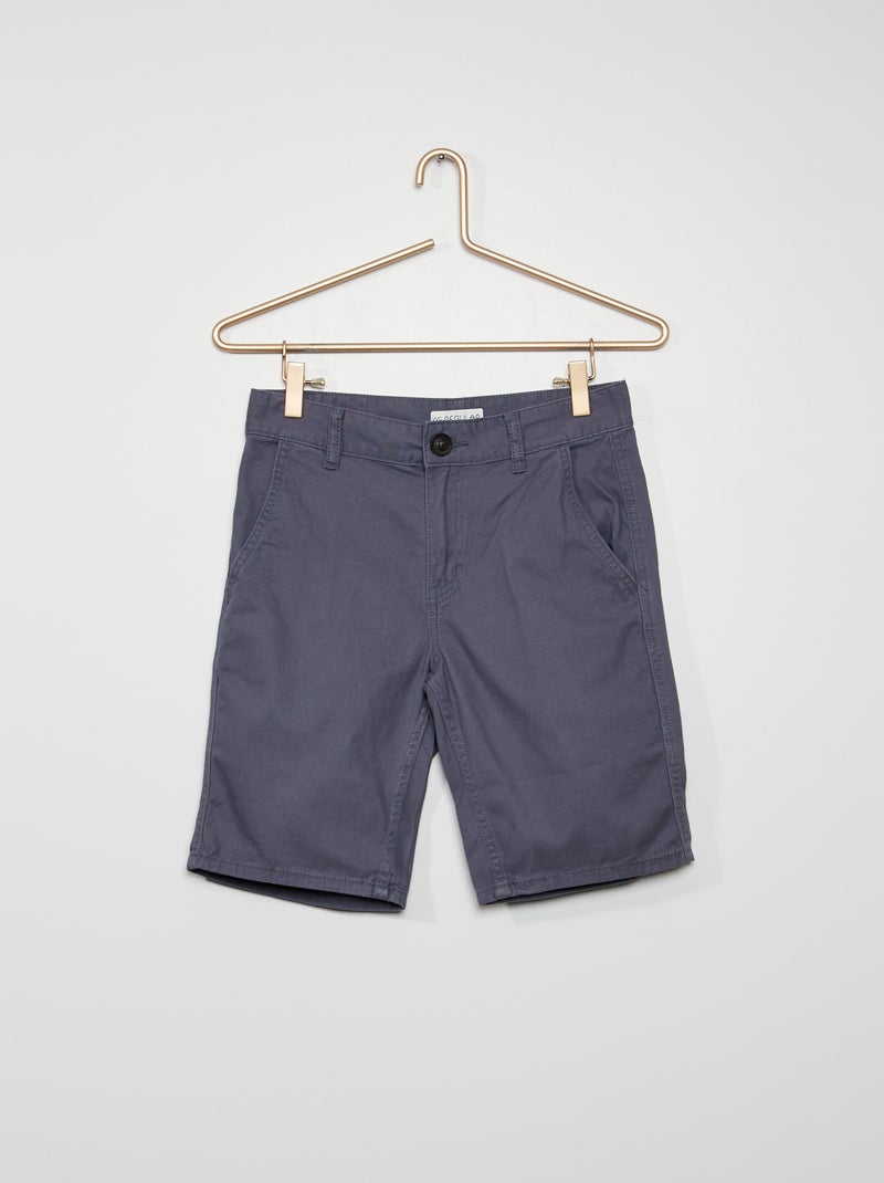 Bermudas chino em sarja de puro algodão Cinza - Kiabi