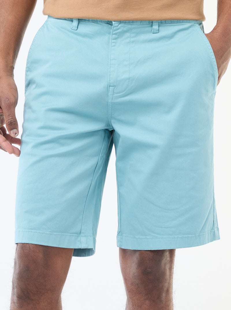 Bermudas chino em sarja lisa Azul - Kiabi