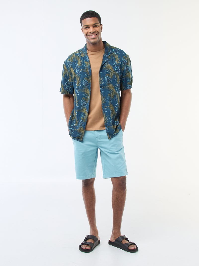 Bermudas chino em sarja lisa Azul - Kiabi