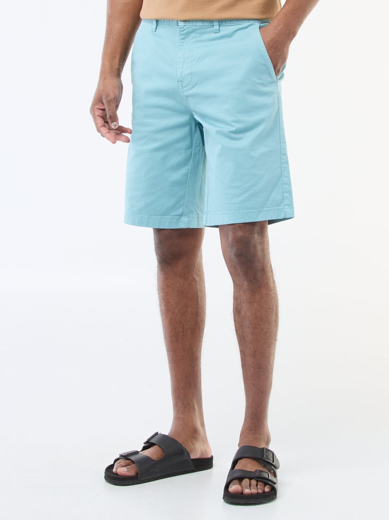 Bermudas chino em sarja lisa Azul - Kiabi